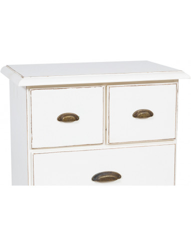 Cômoda country em madeira maciça de limão com acabamento branco antigo 63x41x120 cm Cômoda country em madeira maciça de limão com acabamento branco antigo 63x41x120 cm