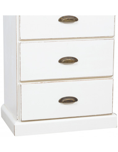 Cômoda country em madeira maciça de limão com acabamento branco antigo 63x41x120 cm Cômoda country em madeira maciça de limão com acabamento branco antigo 63x41x120 cm