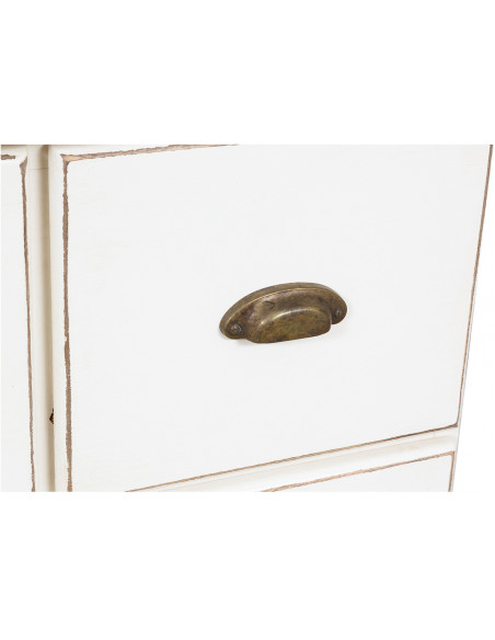 Cômoda country em madeira maciça de limão com acabamento branco antigo 63x41x120 cm