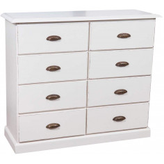 Cômoda country em madeira maciça de limão, acabamento branco antigo 116x41x100 cm