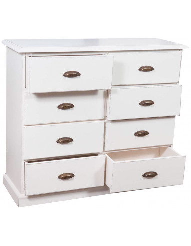 Cômoda country em madeira maciça de limão, acabamento branco antigo 116x41x100 cm Cômoda country em madeira maciça de limão, acabamento branco antigo 116x41x100 cm