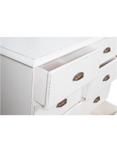 Cômoda country em madeira maciça de limão, acabamento branco antigo 116x41x100 cm Cômoda country em madeira maciça de limão, acabamento branco antigo 116x41x100 cm