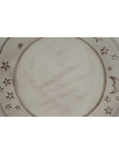 JUEGO 2 PLAT0S DE MADERA ACABADO BLANCO ENVEJECIDO.HECHO EN ITALIA
