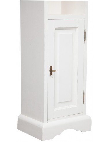 Estante pequena em madeira maciça de lima com acabamento branco antigo 40x30x196 cm Estante pequena em madeira maciça de lima com acabamento branco antigo 40x30x196 cm