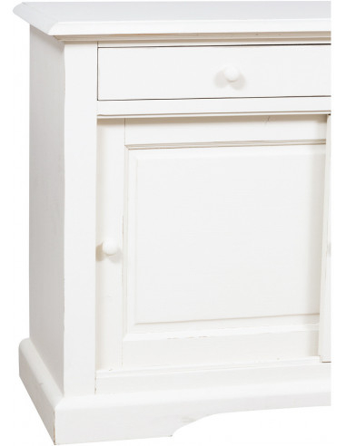 Credenza Country in legno massello di tiglio finitura bianca anticata 197x50x91 cm Credenza Country in legno massello di tiglio finitura bianca anticata 197x50x91 cm
