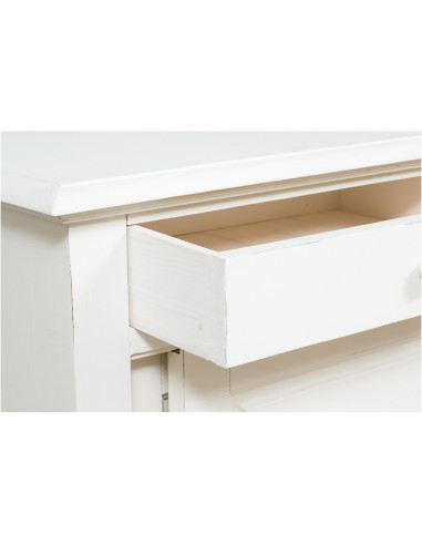 Credenza Country in legno massello di tiglio finitura bianca anticata 197x50x91 cm Credenza Country in legno massello di tiglio finitura bianca anticata 197x50x91 cm