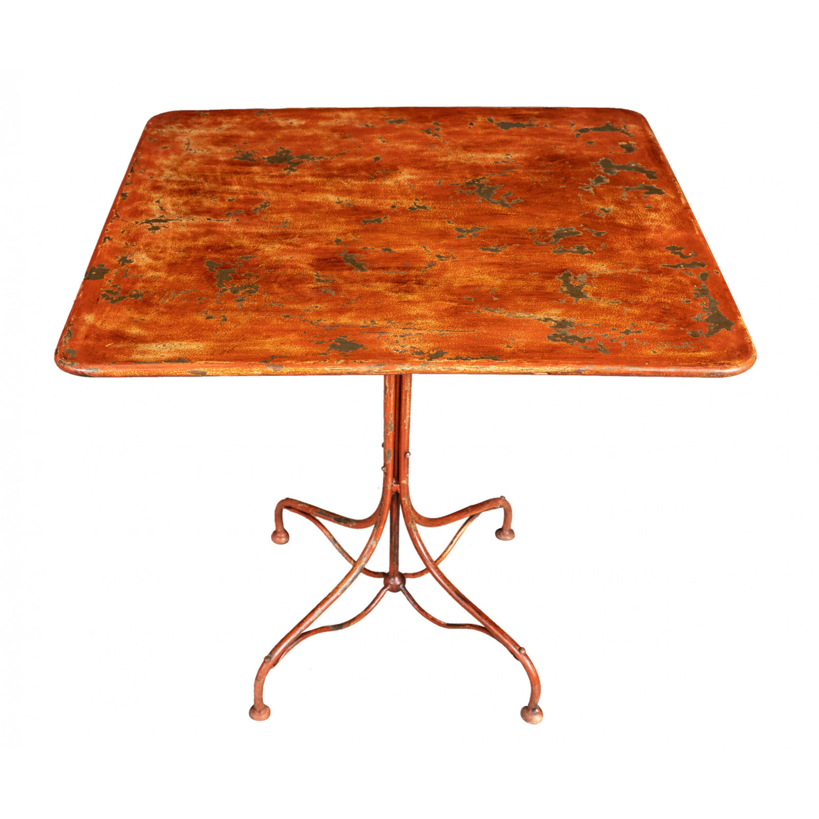 SCHMIEDEEISEN-TISCH MIT ANTIKROTER OBERFLÄCHE