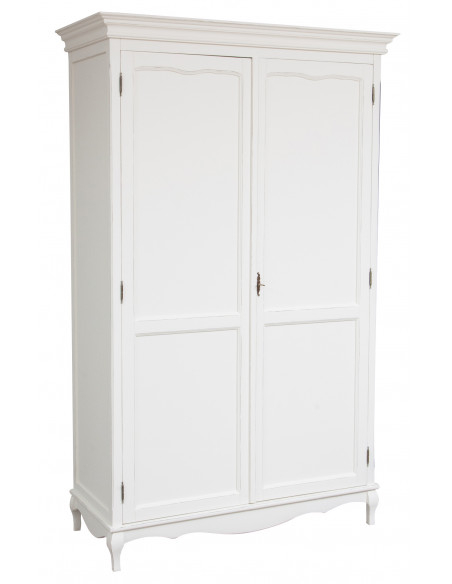 Armadio Shabby in legno massello di tiglio finitura bianca anticata L130xPR57xH205cm