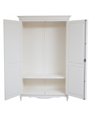 Armário gasto em madeira maciça de limão, acabamento branco antigo C130xDP57xH205cm Armário gasto em madeira maciça de limão, acabamento branco antigo C130xDP57xH205cm