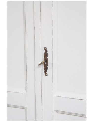 Armário gasto em madeira maciça de limão, acabamento branco antigo C130xDP57xH205cm Armário gasto em madeira maciça de limão, acabamento branco antigo C130xDP57xH205cm