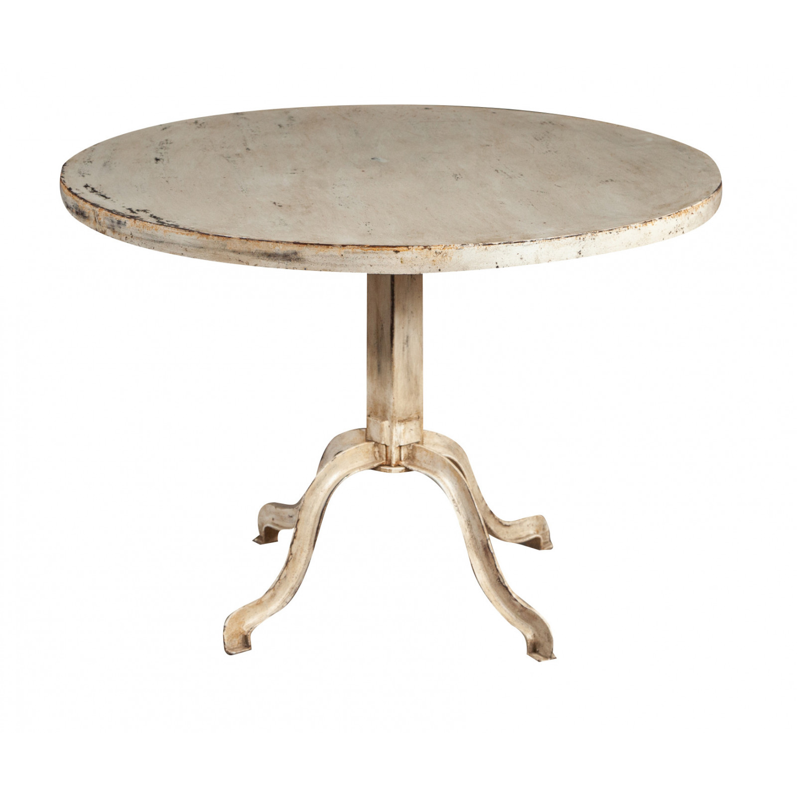 MESA REDONDA EN ACABADO ANTIGUO BLANCO DE HIERRO FORJADO