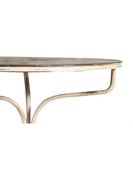 MESA REDONDA EN ACABADO ANTIGUO BLANCO DE HIERRO FORJADO