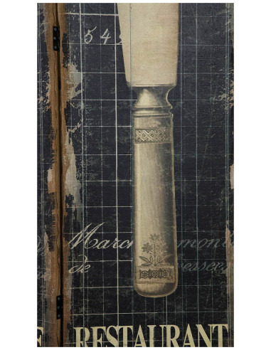 Separé 'POSATE' con stampa monofacciale su tela in juta grezza L45xPR9xH183 cm Separé 'POSATE' con stampa monofacciale su tela in juta grezza L45xPR9xH183 cm