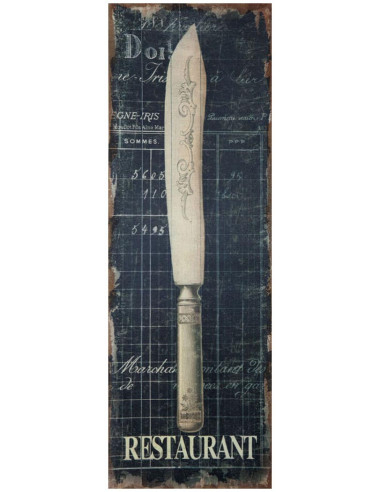 Impressão 'KNIFE' em tela de juta crua envelhecida L40xDP2xH120 cm