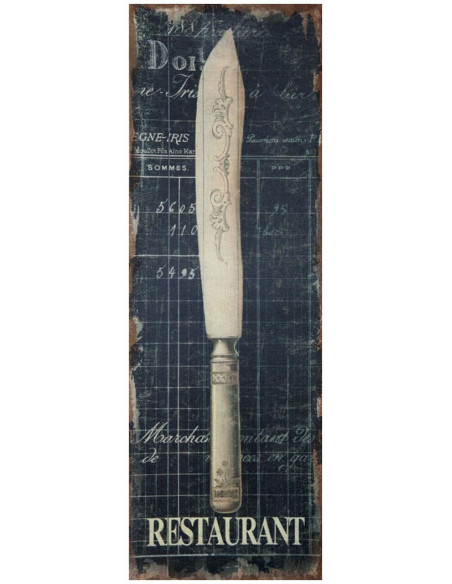 Impressão 'KNIFE' em tela de juta crua envelhecida L40xDP2xH120 cm