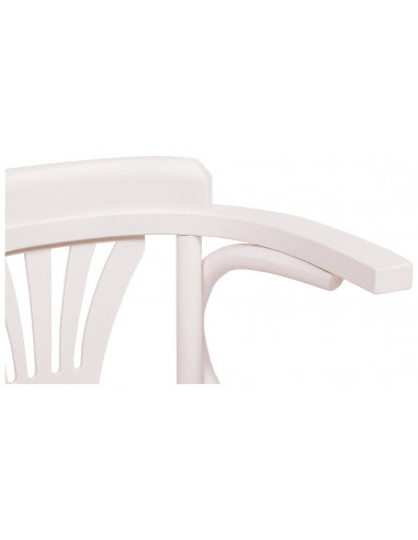 Cadeira Thonet com braços em freixo maciço com acabamento branco antigo e assento em rattan 45x42x77 cm Cadeira Thonet com braços em freixo maciço com acabamento branco antigo e assento em rattan 45x42x77 cm