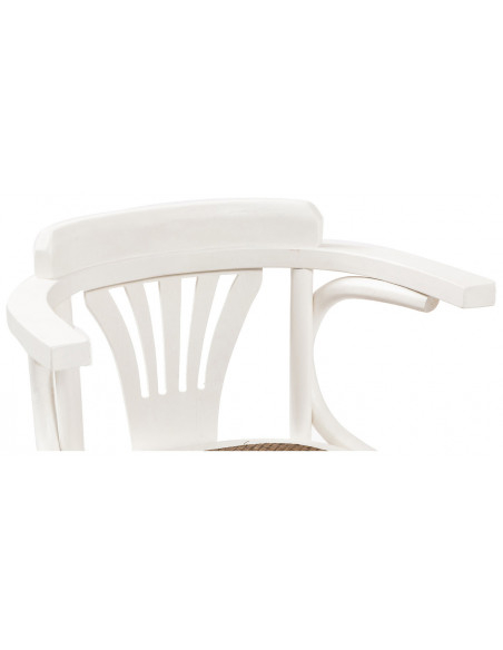 Sedia con braccioli  Thonet in massello di frassino finitura bianca anticata e seduta in rattan 45x42x77  cm