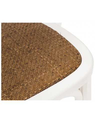 Cadeira Thonet com braços em freixo maciço com acabamento branco antigo e assento em rattan 45x42x77 cm Cadeira Thonet com braços em freixo maciço com acabamento branco antigo e assento em rattan 45x42x77 cm