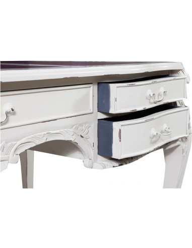 Scrivania in legno massello di mogano finitura bianca anticata 160x90x75  cm Scrivania in legno massello di mogano finitura bianca anticata 160x90x75  cm