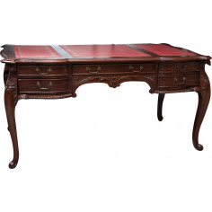 Scrivania in legno massello di mogano finitura noce 150x83x75 cm