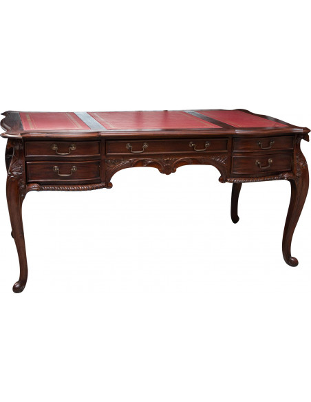 Scrivania in legno massello di mogano finitura noce 150x83x75 cm