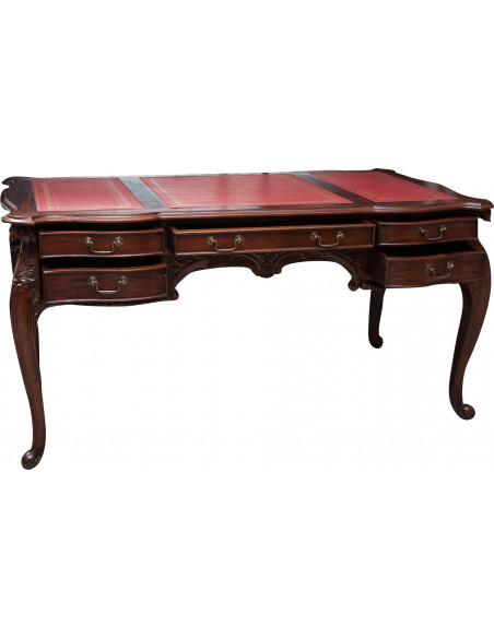 Scrivania in legno massello di mogano finitura noce 150x83x75 cm