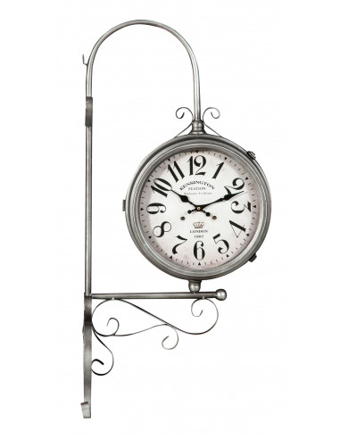 Doppelseitige Wanduhrenstation Typ Eisen mit antiker Stahloberfläche