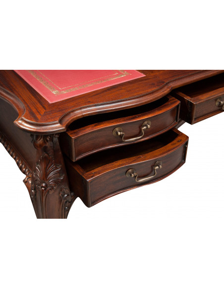 Scrivania in legno massello di mogano finitura noce 150x83x75 cm