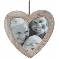 Portafoto da appendere a cuore in legno finitura Shabby anticata L20xPR1xH19,5 cm 2