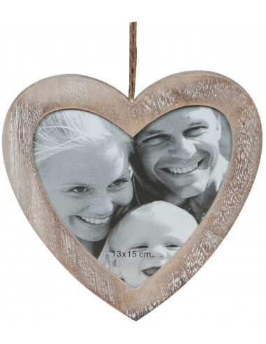 Portafoto da appendere a cuore in legno finitura Shabby anticata L20xPR1xH19,5 cm Portafoto da appendere a cuore in legno finitura Shabby anticata L20xPR1xH19,5 cm