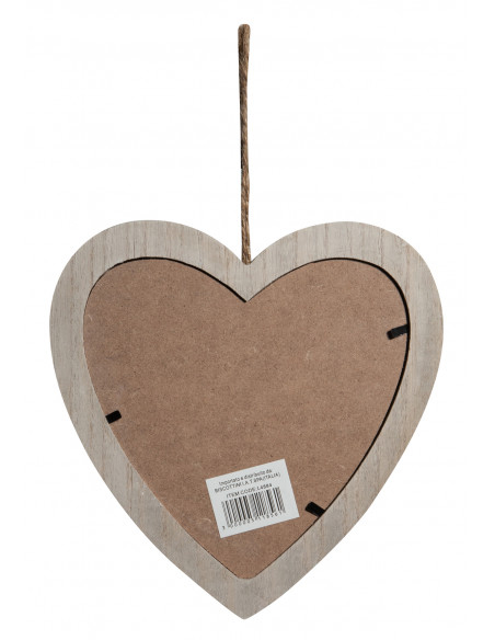 Portafoto da appendere a cuore in legno finitura Shabby anticata L20xPR1xH19,5 cm