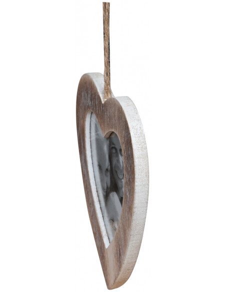 Portafoto da appendere a cuore in legno finitura Shabby anticata L14xPR0,9xH13,5 cm