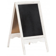 Quadro-negro de dupla face com moldura de madeira, acabamento branco antigo L50xDP6xA95 cm