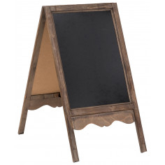 Lavagna da terra bifacciale con cornice in legno  finitura anticata  50x6x95 cm