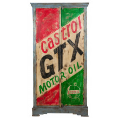 Armadietto da officina in legno massiccio dipinto a mano  L92xPR41xH180 cm 2