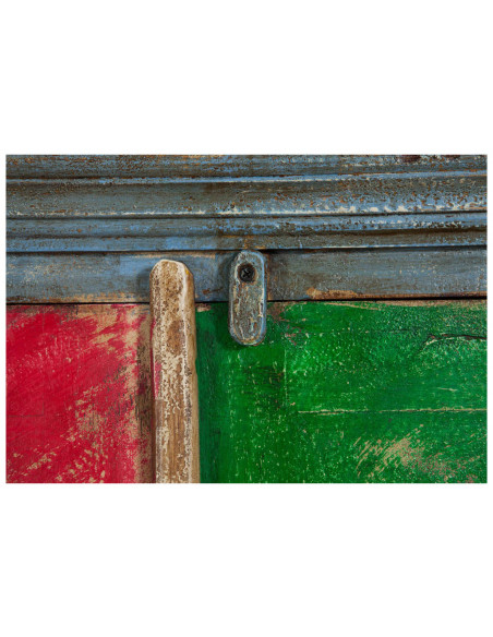 Armadietto da officina in legno massiccio dipinto a mano  L92xPR41xH180 cm