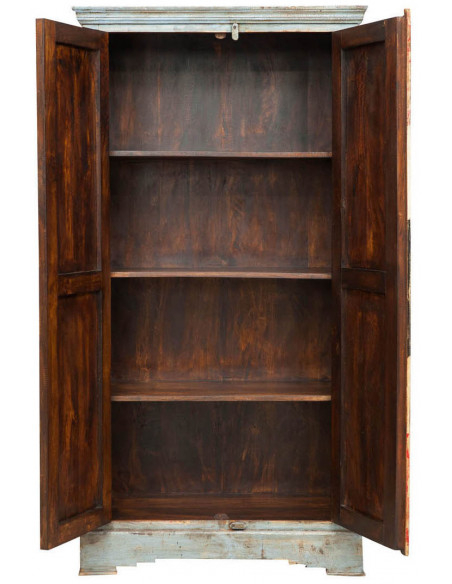 Armadietto da officina in legno massiccio dipinto a mano  L92xPR41xH180 cm