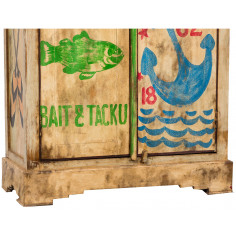 Armadietto da officina in legno massiccio dipinto a mano  L92xPR41xH180 cm 2