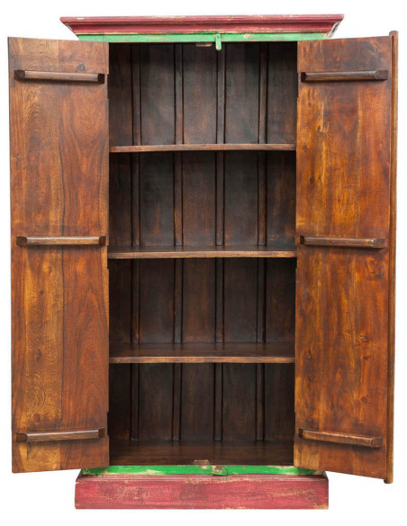 Armadietto da officina in legno massiccio dipinto a mano L89xPR45xH158 cm