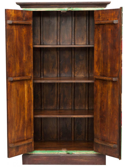 Armadietto da officina in legno massiccio dipinto a mano L89xPR45xH158 cm
