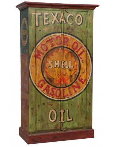 Armadietto da officina in legno massiccio dipinto a mano L89xPR45xH158 cm
