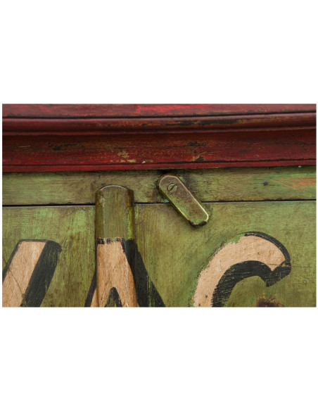 Armadietto da officina in legno massiccio dipinto a mano L89xPR45xH158 cm