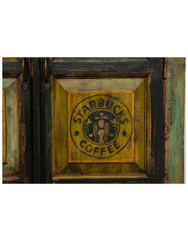 Armário em madeira maciça pintada à mão L83xDP38xH150 cm Armário em madeira maciça pintada à mão L83xDP38xH150 cm