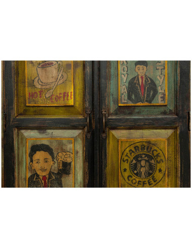 Stipo in legno massiccio dipinto a mano L83xPR38xH150 cm Stipo in legno massiccio dipinto a mano L83xPR38xH150 cm