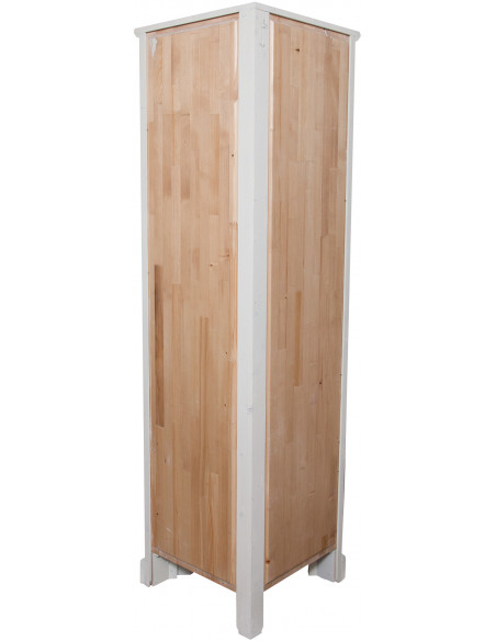 Angoliera Country in legno massello di tiglio finitura bianca anticata 50x50x184 cm