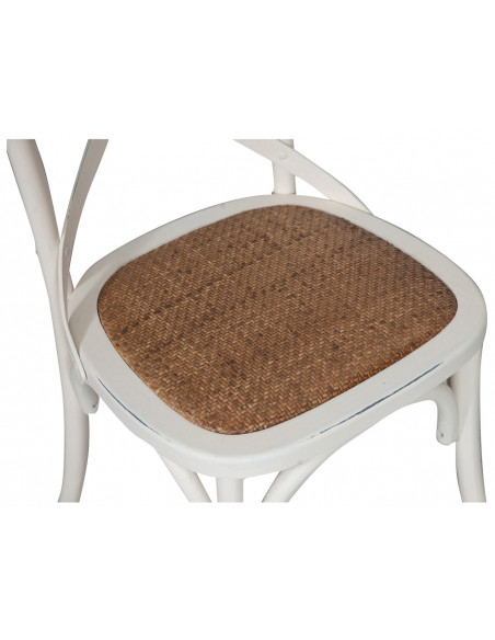 Sedia Thonet in massello di frassino e seduta rattan finitura bianca anticata 46x42x86 cm