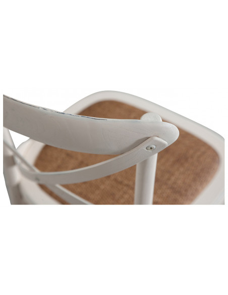 Sedia Thonet in massello di frassino e seduta rattan finitura bianca anticata 46x42x86 cm