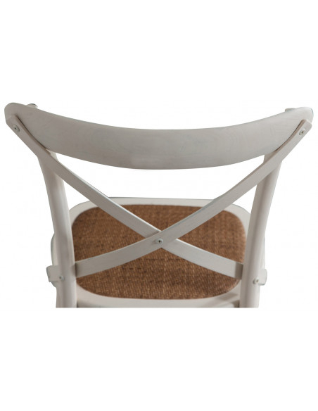 Cadeira Thonet em freixo maciço e assento em rattan com acabamento branco antigo 46x42x86 cm