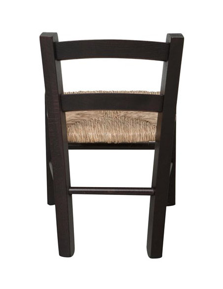 Sedia baby in legno massello di faggio finitura nero laccato con seduta in paglia L30xPR29xH50 cm