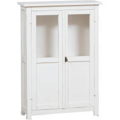 Vetrinetta Country in legno massello di tiglio finitura bianca anticata  68x25x98 cm